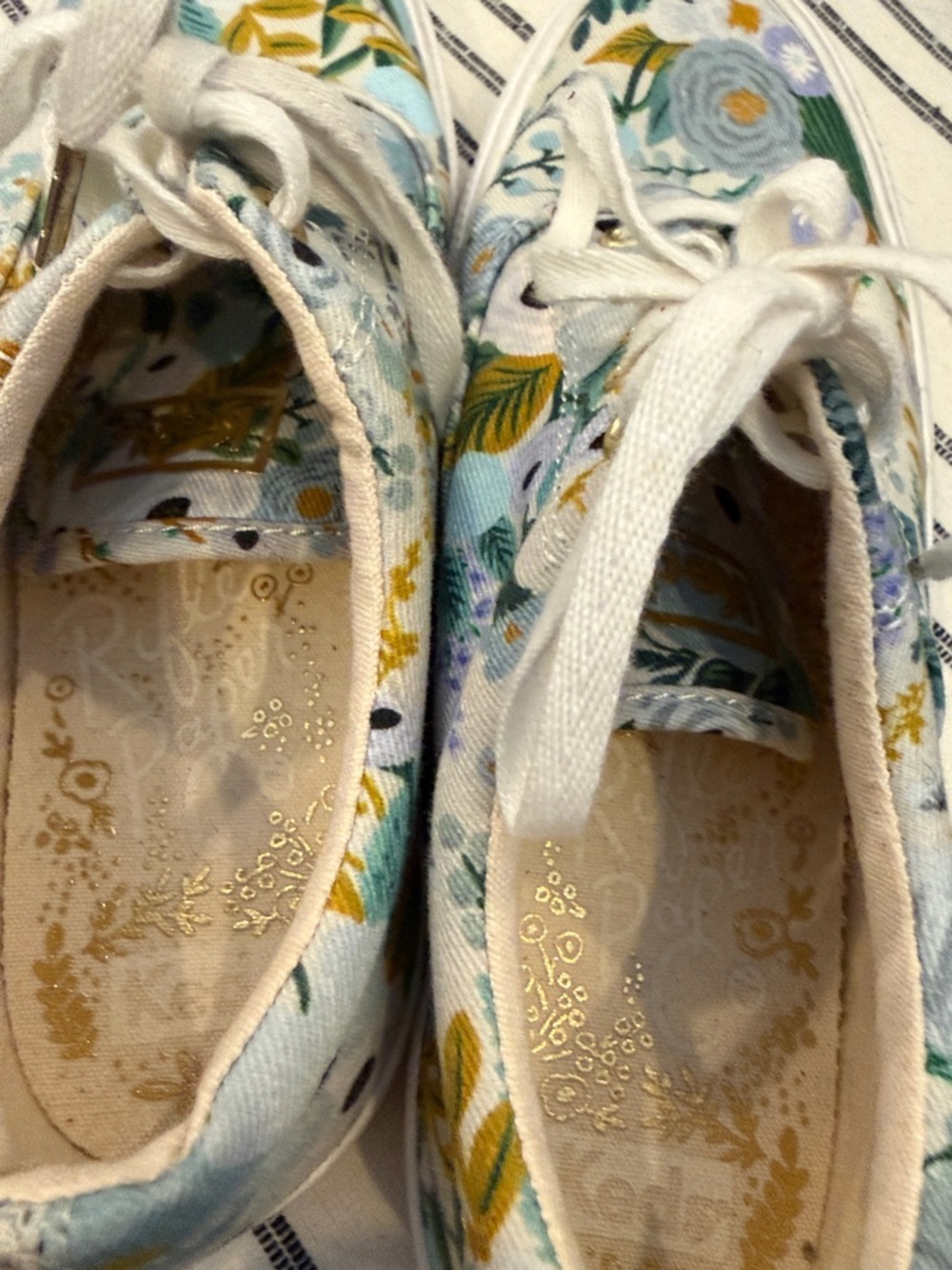 Keds Floral Canvas Rifle Paper co. Sneakers in White, Light Blue, Green, Yellow - Picture 4 of 5